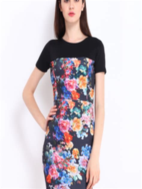 Buy Dressberry Black Floral Print Cling Berry Dress Dresses For Women