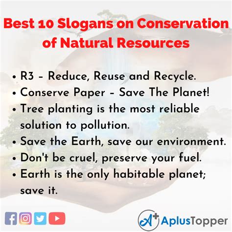 slogans  conservation  natural resources unique  catchy   slogans