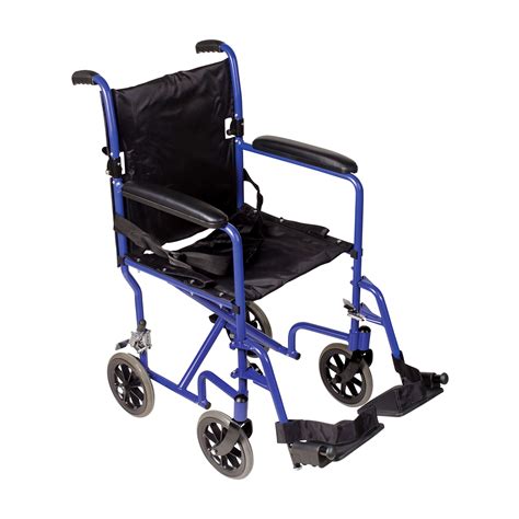 dmi ultra lightweight folding transport chair travel wheelchair royal blue walmartcom