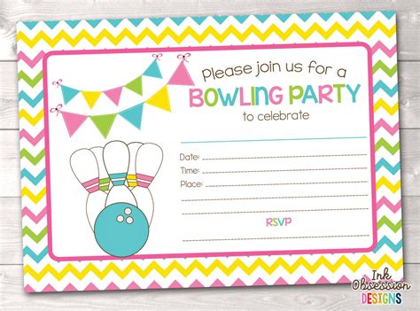 printable bowling party invitation fill   blank birthday