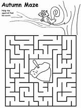 Maze Mazes Kindergarten Esquilo Infantiles Otoño Preescolar Labirinti Laberintos sketch template