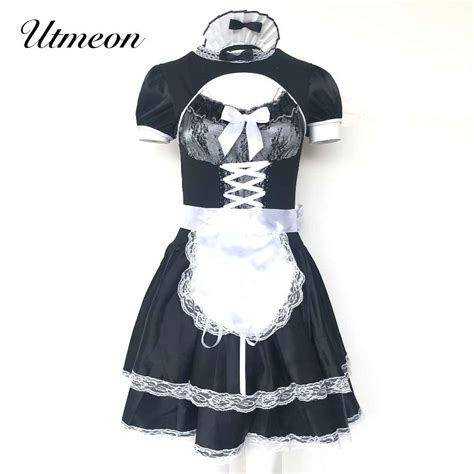utmeon sexy women s nite french maid cosplay costume plus size