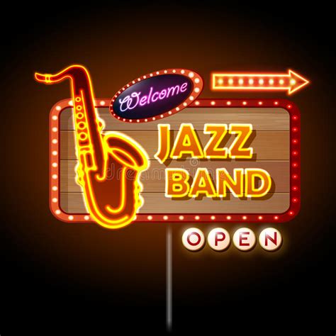 neon sign jazz band stock vector image 52742391
