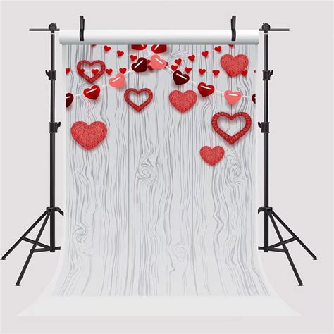 greendecor polyster xft valentines day backdrops  photographer red heart background white