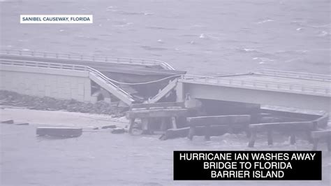 bridge leading  sanibel island washed   hurricane ian