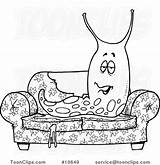 Slug Lazy Slimy Sofa Cartoon Line Drawing Ron Leishman Widow Confessed Protected Law Copyright May sketch template