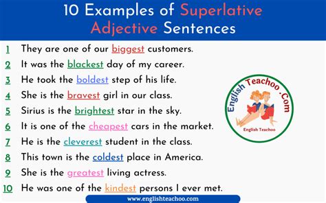 examples  superlative adjective sentences englishteachoo