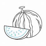 Watermelon Drawing Draw Slice Step Easy sketch template