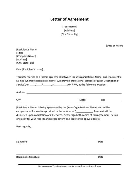 agreement contract letter templates  allbusinesstemplatescom