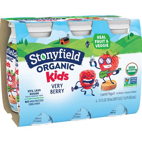 stonyfield organic kids  fat  berry yogurt smoothie  oz
