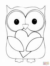 Owl Heart Coloring Hugging Valentin Pages Color Online Owls Printable Valentine Pattern Cute Cake Little Big Girls Animals Applique Blank sketch template