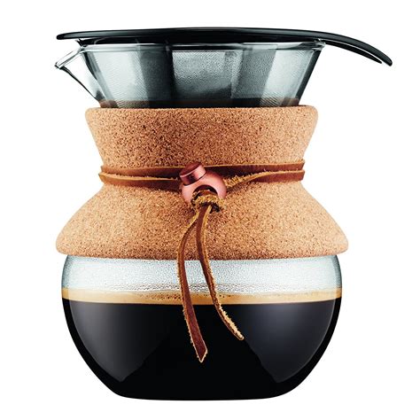 bodum pour  coffee maker  permanent filter  ounce cork