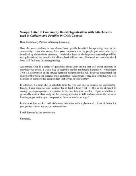 sample letter  community based organizations  attachments