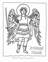 Michael Archangel Coloring St Angel Color Print sketch template