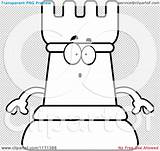 Rook Surprised Mascot Chess Outlined Coloring Clipart Vector Cartoon Cory Thoman sketch template