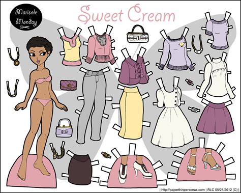 sweet cream fashion paper doll  print paper dolls clothing paper
