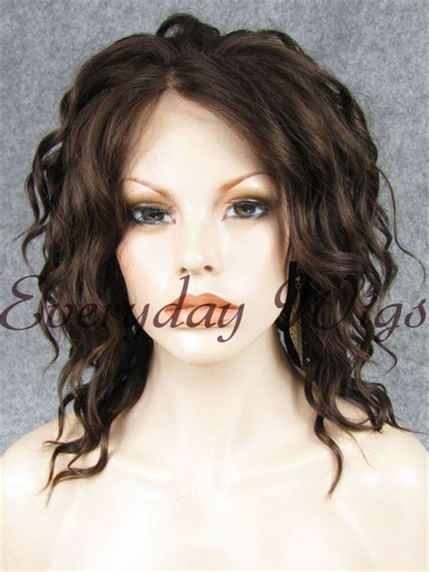brown curly bob synthetic lace front wig edw