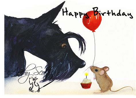 scottie dog happy birthday  landscape greeting card gc happy birthday dog scottie dog