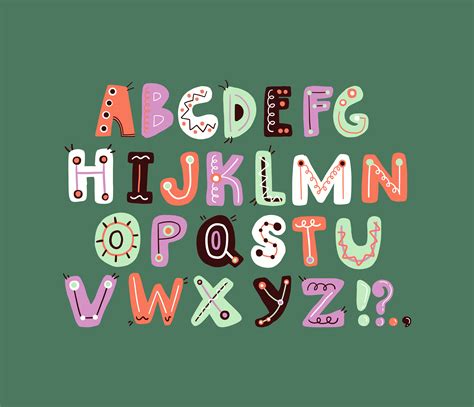 cute funky letter alphabet design colorful  playful letter design  vector art  vecteezy