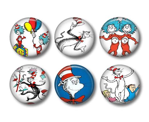 dr seuss cat in the hat set of 12 1 inch scrapbook flair medallions set 1