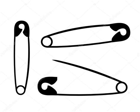 silhouette safety pins on white background — stock vector