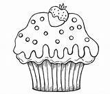 Cupcake Coloring Pages Cake Cute Drawing Muffin Cartoon Color Cup Cupcakes Printable Food Kids Sheets Baked Print Simple Chocolate Strawberry sketch template