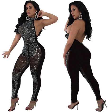 Buy Sexy Body Suit Womens Clothing Overalls Diamond