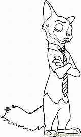 Nick Wilde Coloring Zootopia Pages Color Pdf Cartoon Coloringpages101 Printable Online Resolution sketch template