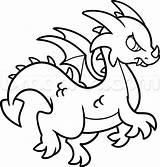 Dragon Drawing Draw Simple Easy Drawings Step Dragons Cartoon Coloring Dragoart Fantasy sketch template