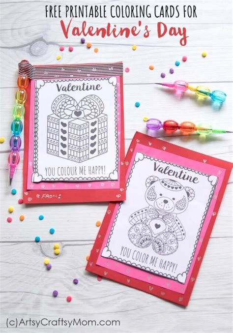 printable coloring cards  valentines day