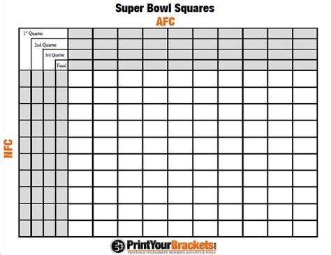 super bowl bracket squares version  super bowl square numbers