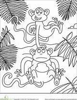 Jungle Kleurplaat Worksheet sketch template