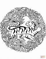 Mandala Mandalas Tiger Coloring Pages Animal Printable Drawing Culture Supercoloring Categories sketch template