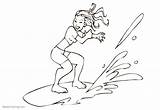 Coloring Surfboard Pages Girl Surfing Surfer Getdrawings Color sketch template
