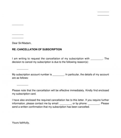 cancellation letter membership  subscription