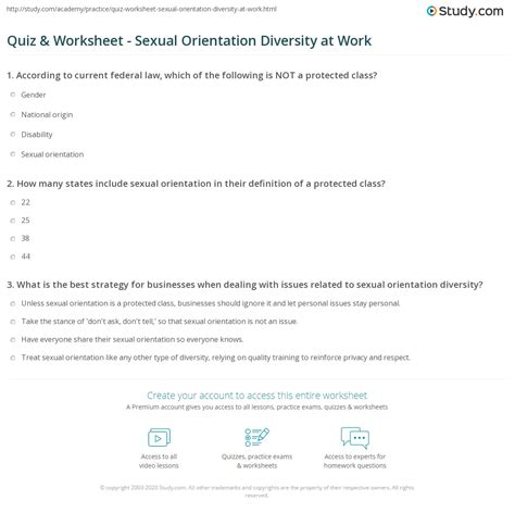 Quiz And Worksheet Sexual Orientation Diversity At Work