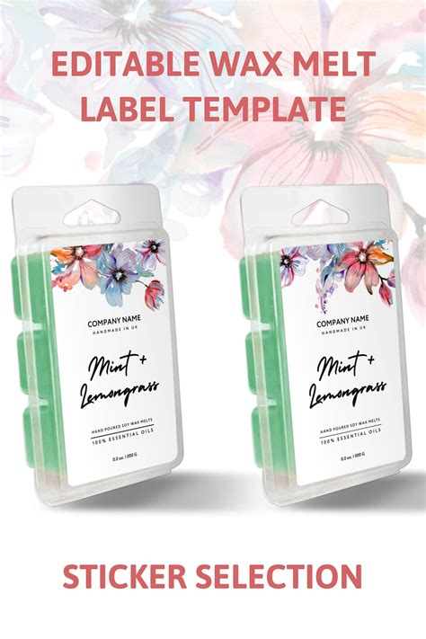 editable wax melt label template  sizes bundle printable etsy uk