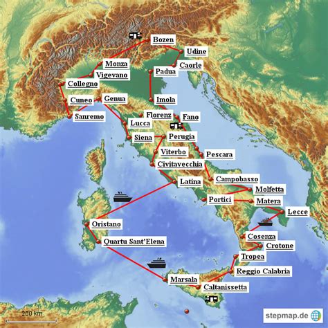 stepmap italien rundreise landkarte fuer italien