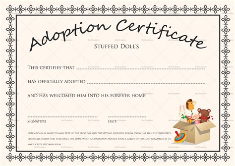 blank adoption certificate template calepmidnightpigco  blank