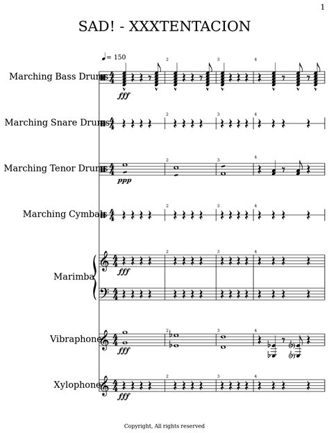 Sad Xxxtentacion Sheet Music For Marching Bass Drums