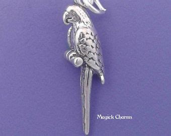 parrot charm  sterling silver tropical bird macaw pendant lp pendant  sterling
