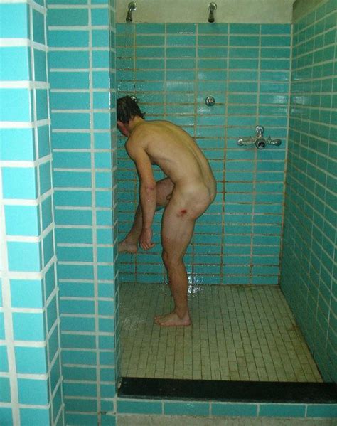 hot muscle cyclist showering naked my own private locker room