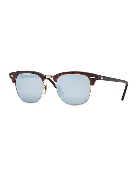 ray ban clubmaster sunglasses  silver mirror lens  blue lyst