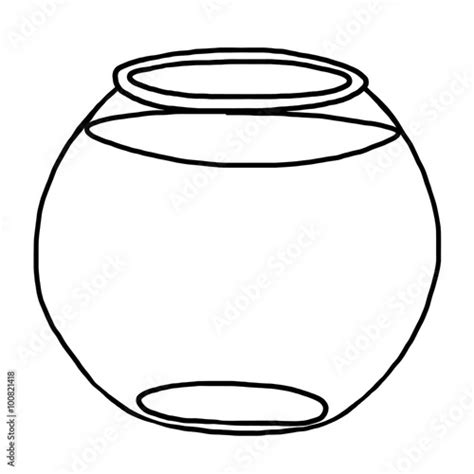 fish bowl cartoon vector  illustration black  white hand