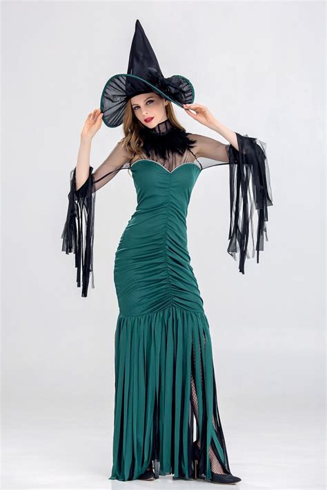 Halloween Witch Costume For Women Adult Sexy Magic Girl Cosplay Green