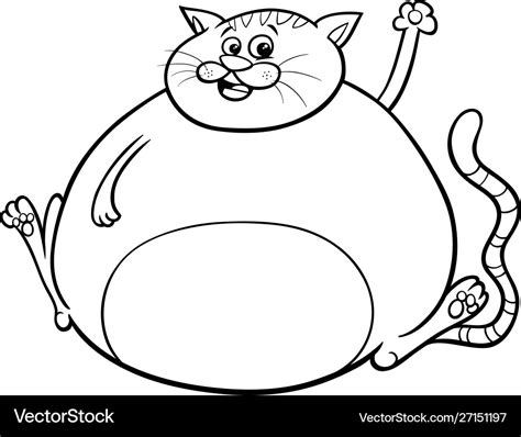 fat cat cartoon character coloring book royalty  vector
