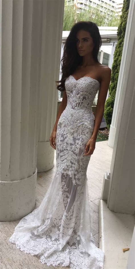 Charming White Lace Wedding Dress Sexy Sweetheart Bridal