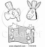 Republican Elephant Flag Clipart Cartoon Coloring Democratic Donkey American Vector Thoman Cory Outlined sketch template
