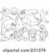 Coloring Creatures Sea Clipart Oyster Outline Illustration Visekart Outlines Collage Digital Rf Royalty Clam Pearl Poster Print Prints Open Also sketch template