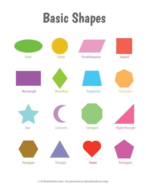basic  shape names printable worksheet